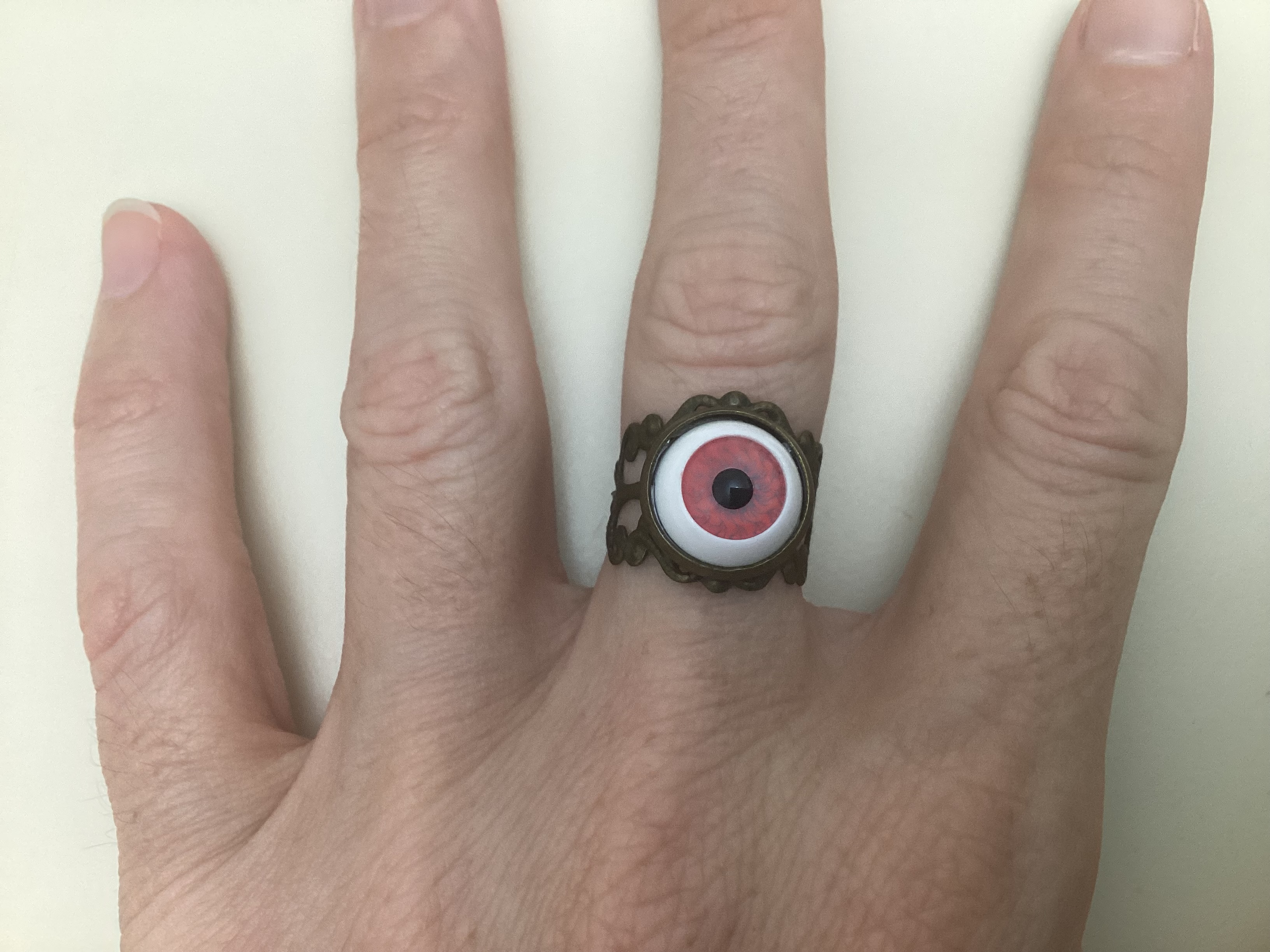 Filigree Pink Eye Ring