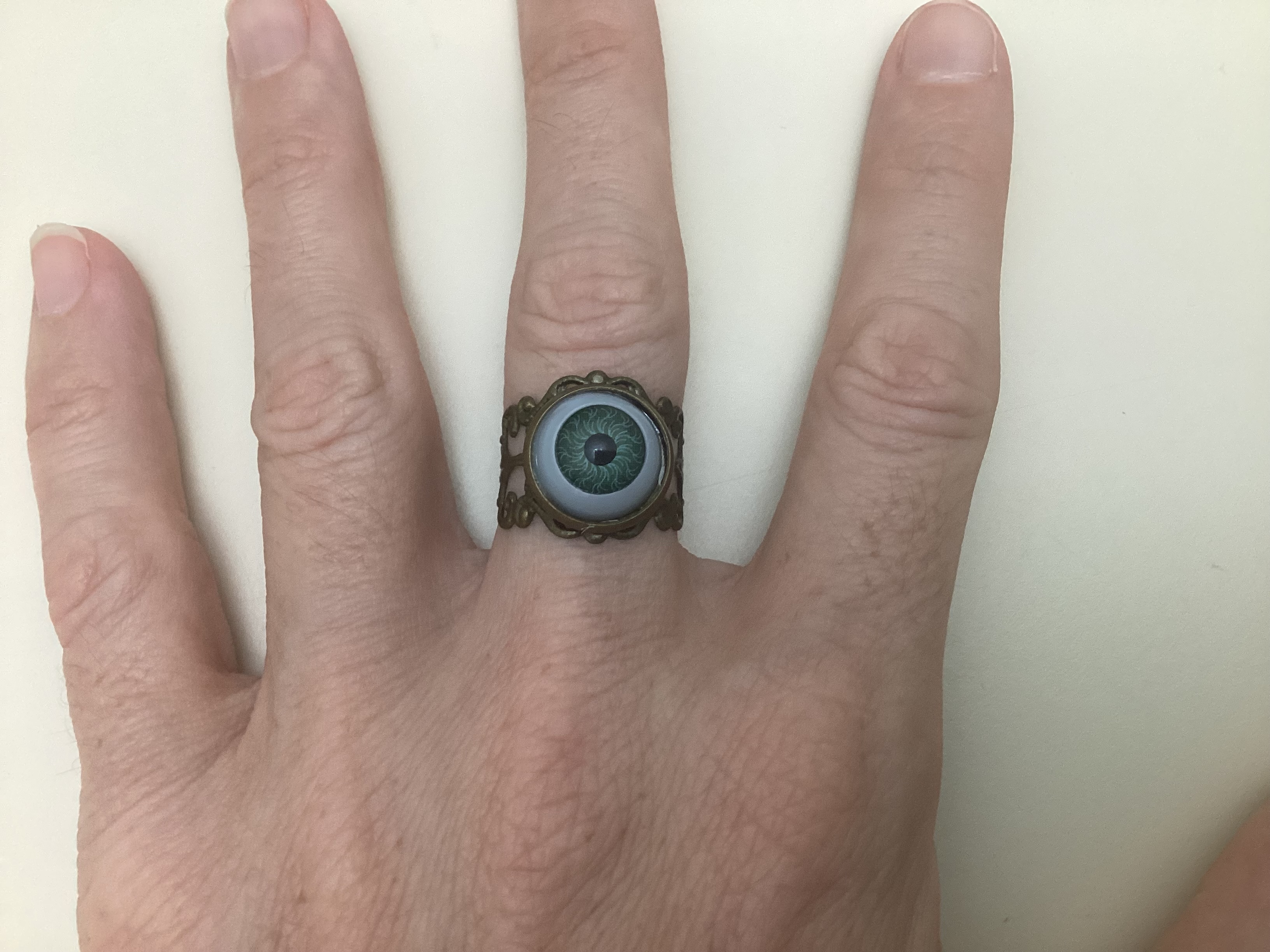 Filigree Green Eye Ring