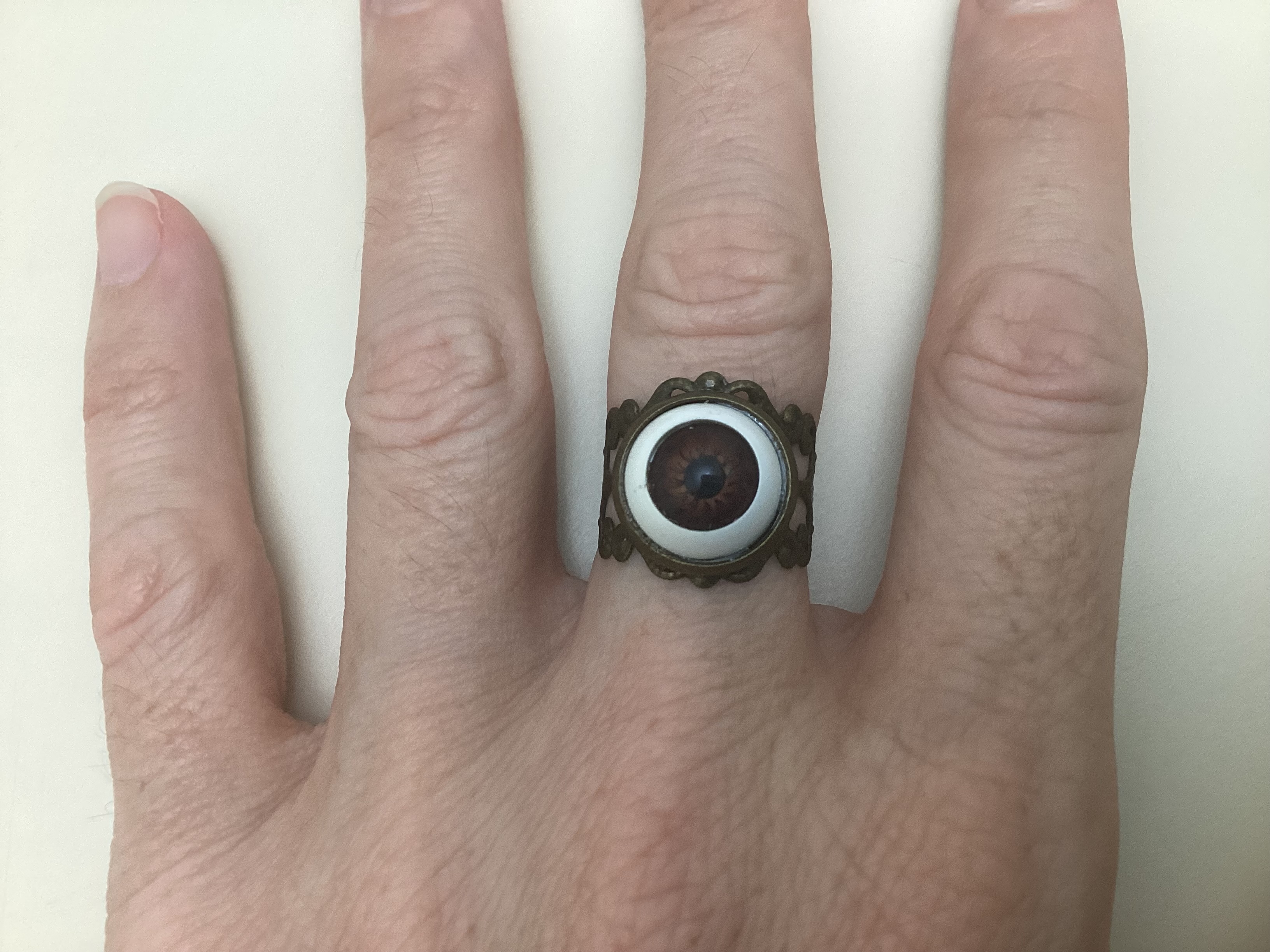 Filigree Brown Eyeball Ring