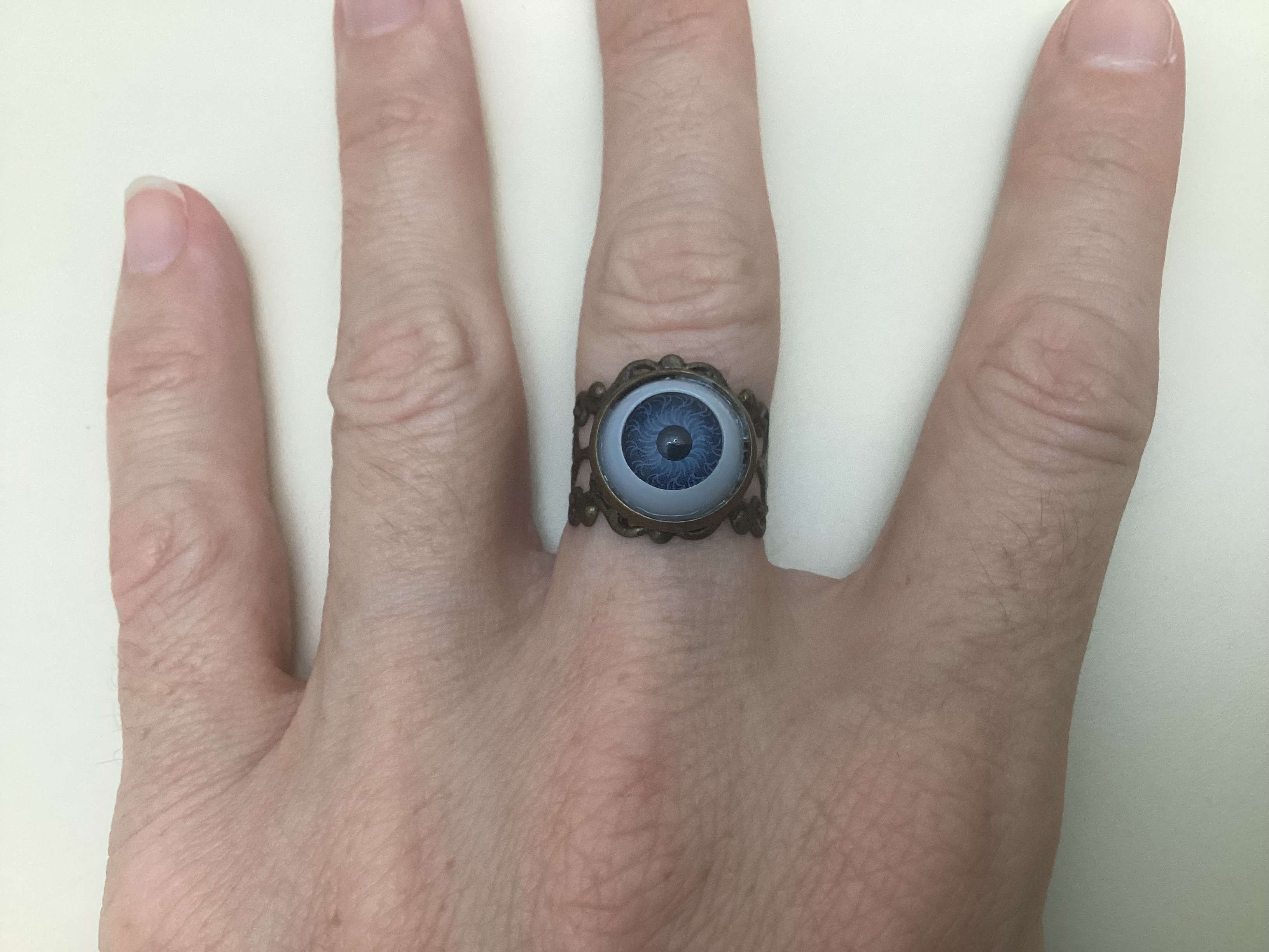 Filigree Blue Eyeball Ring