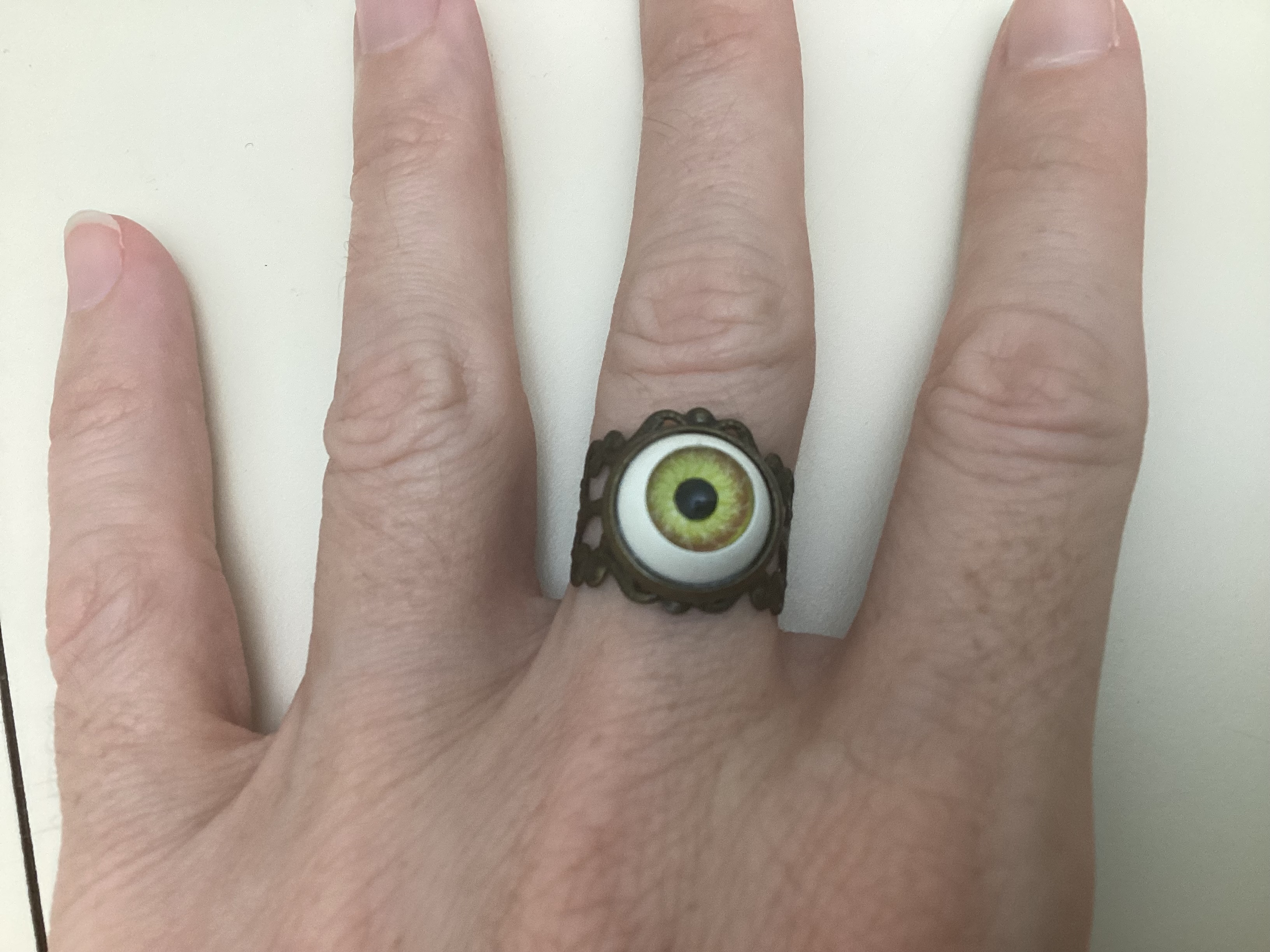 Filigree Yellow Eyeball Ring