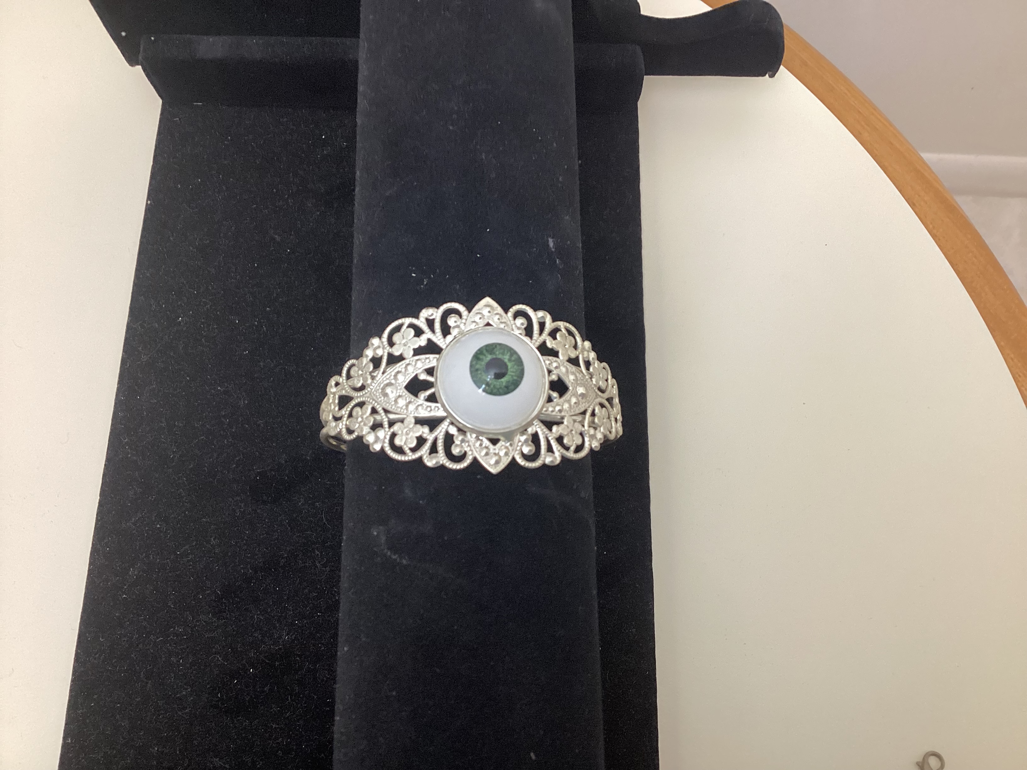 Green Eye Filigree Bracelet