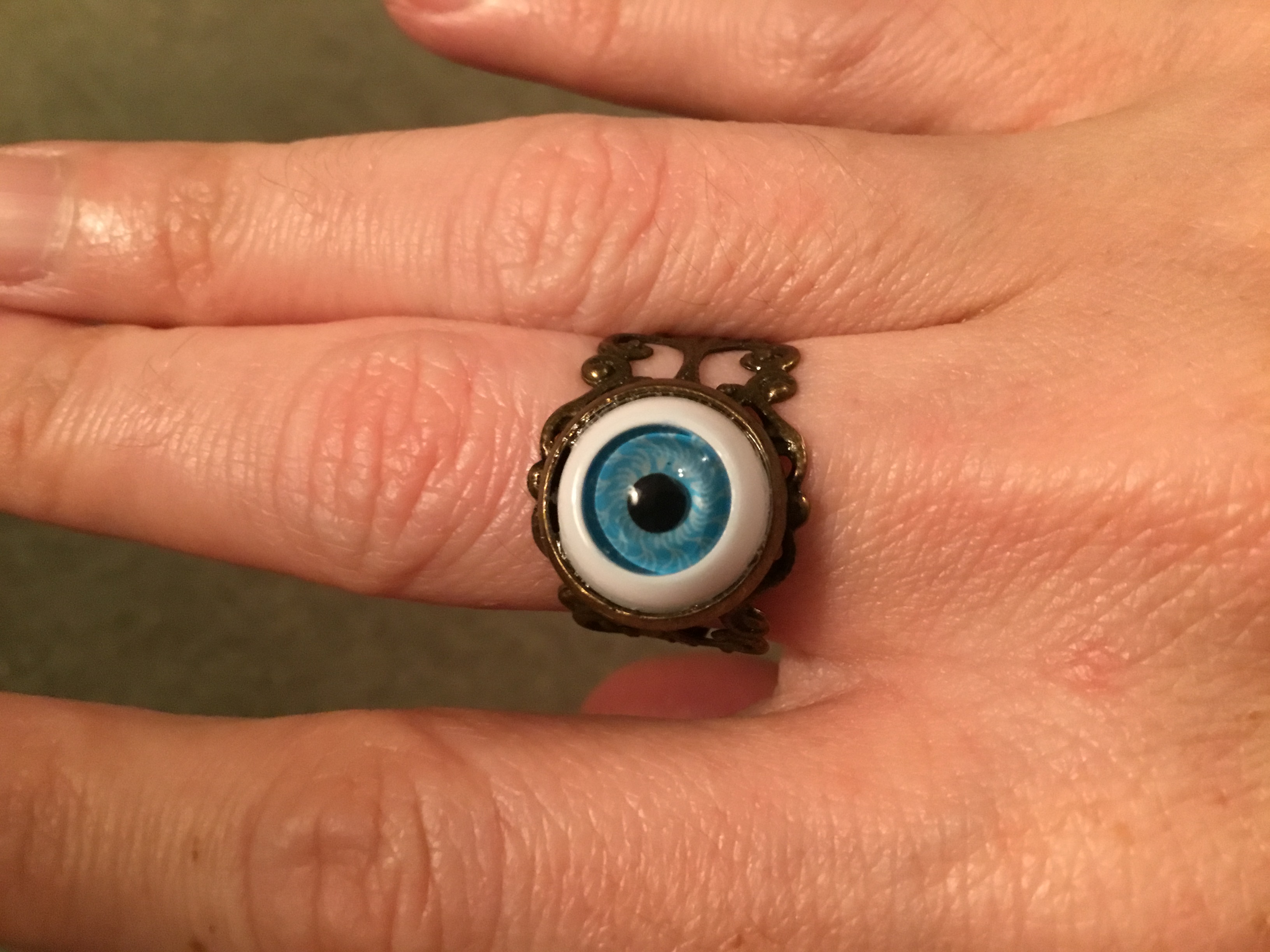 Filigree Aqua Eyeball Ring