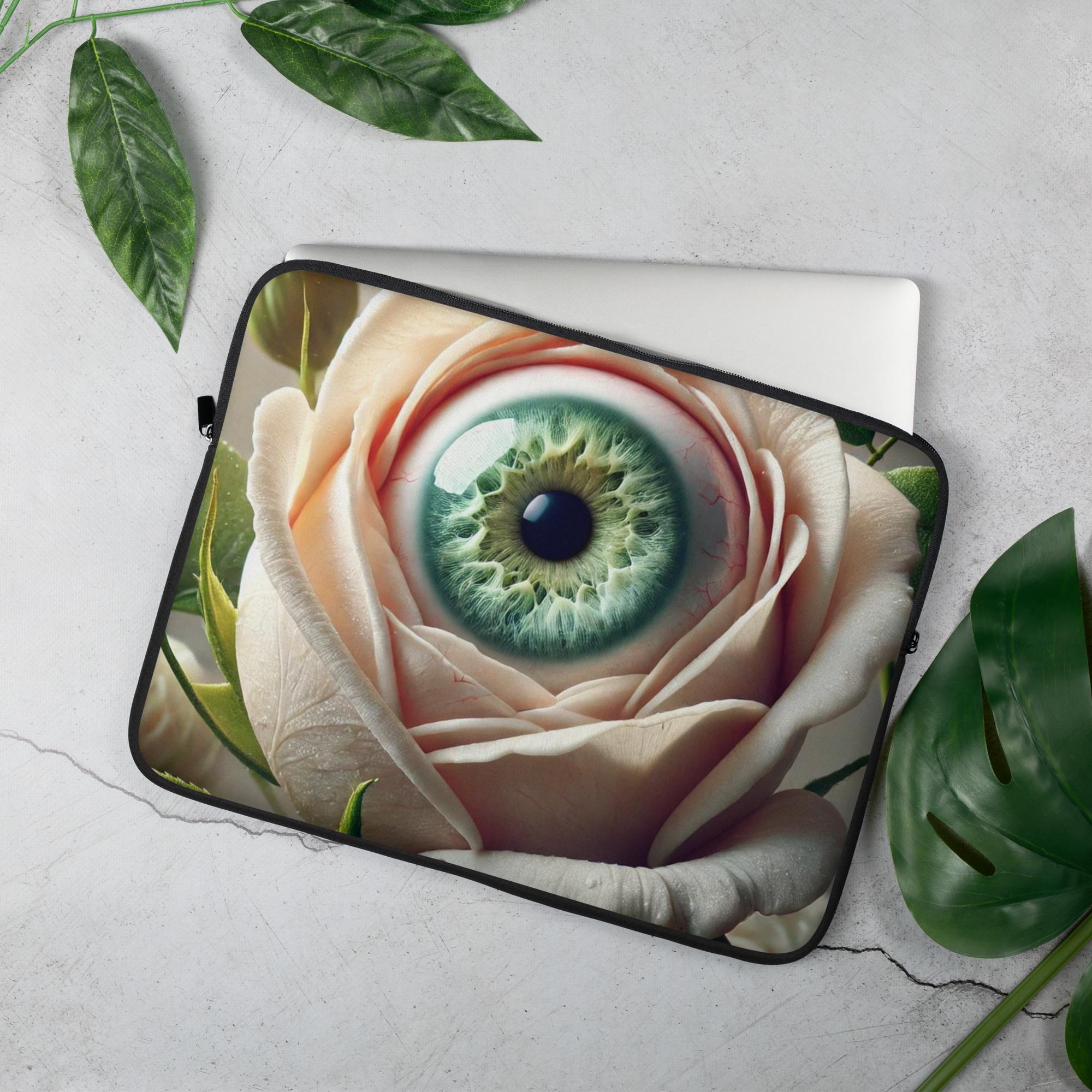 white rose green eyeball Laptop Case